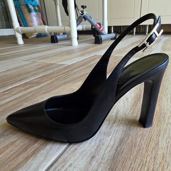 Hermes Shoes - Hermes H Logo Black Leather Slingback Shoes Eur. 35 & Box